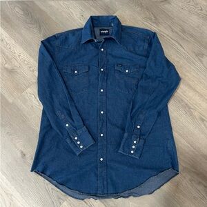 Wrangler Western Casual Blue Denim Shirt XLT